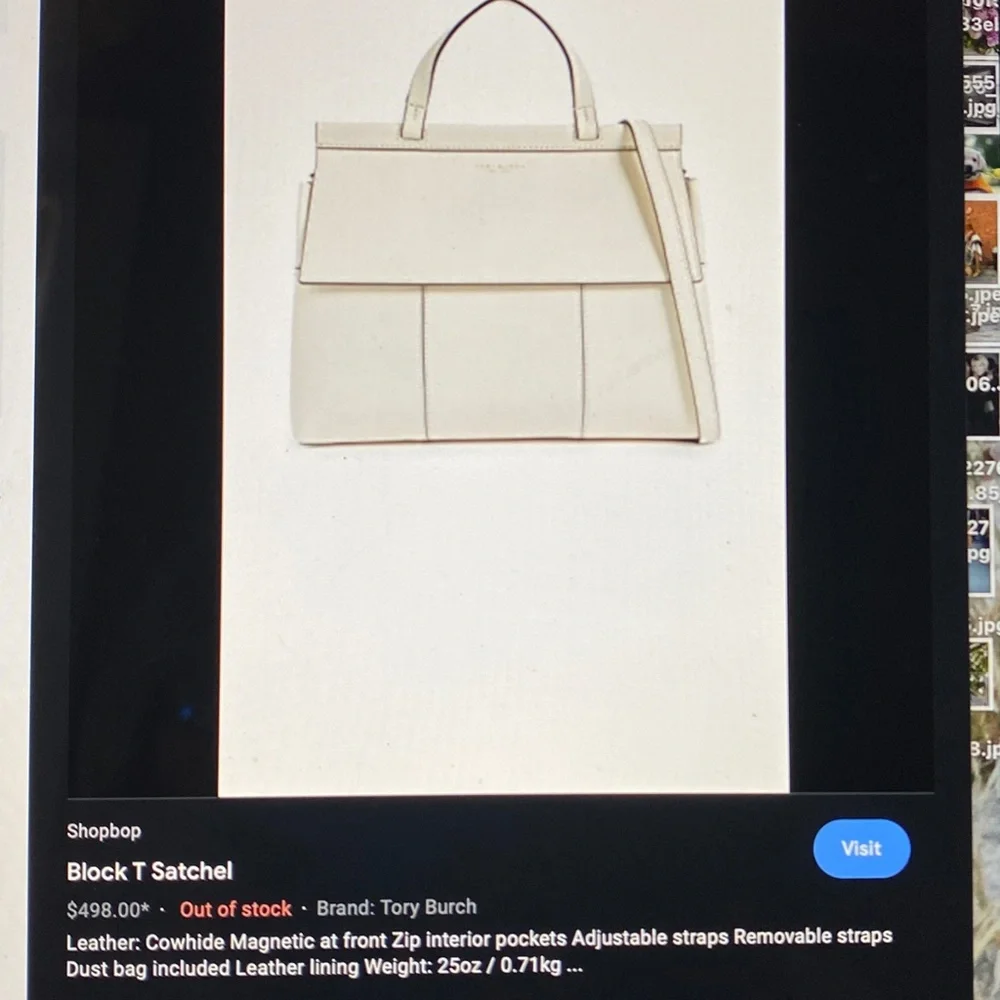 Tory Burch White Block T Leather Satchel Bag